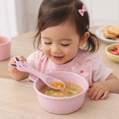 Toddler food bowl set with stable base and spoon for safer mealtime