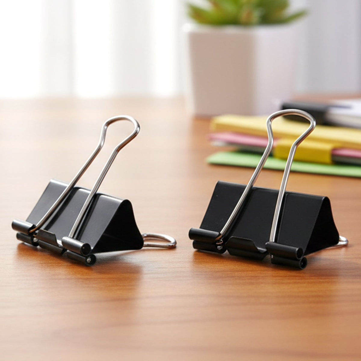 Durable metal binder clips in professional black finish