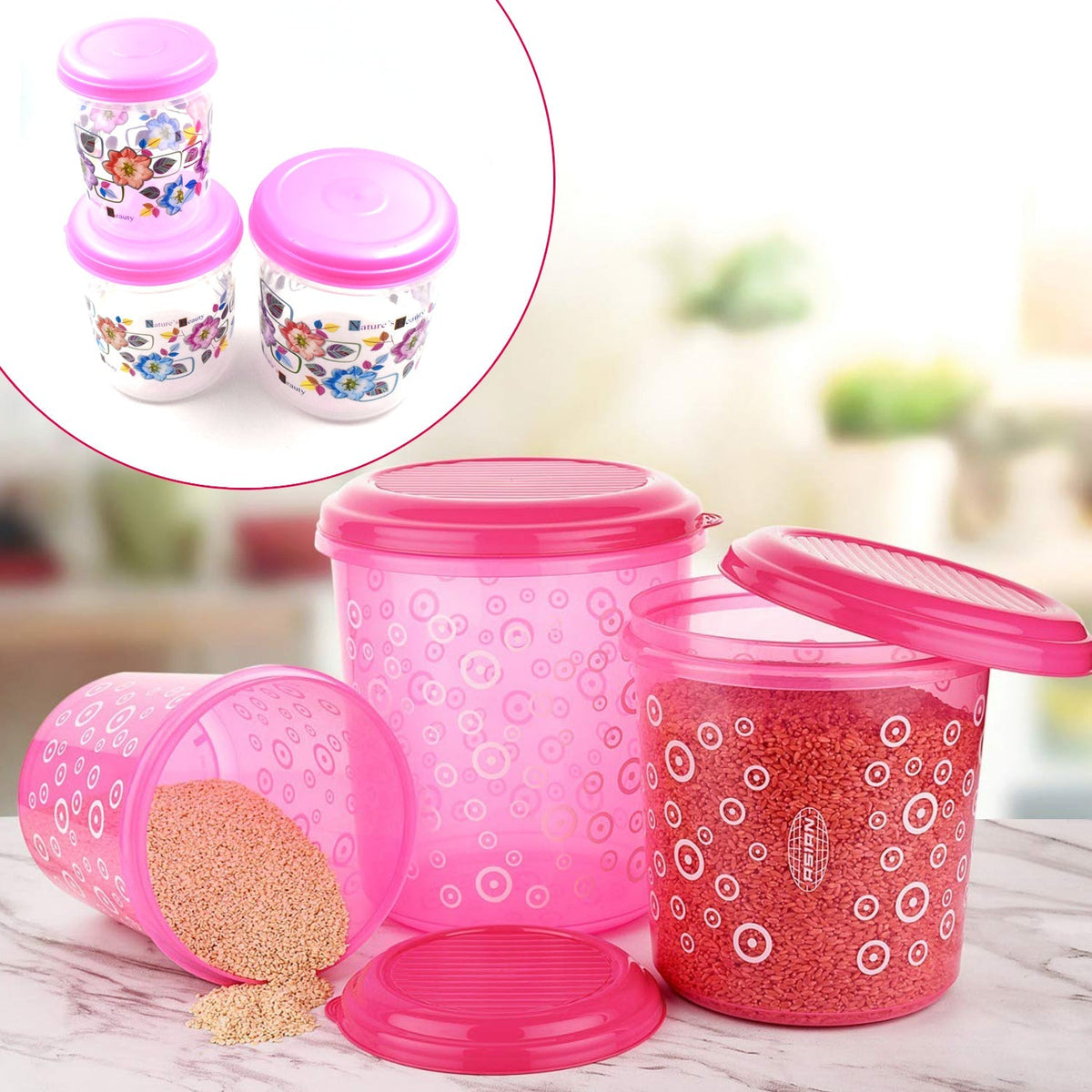 Stackable plastic storage containers with lids, demonstrating efficient space utilization.