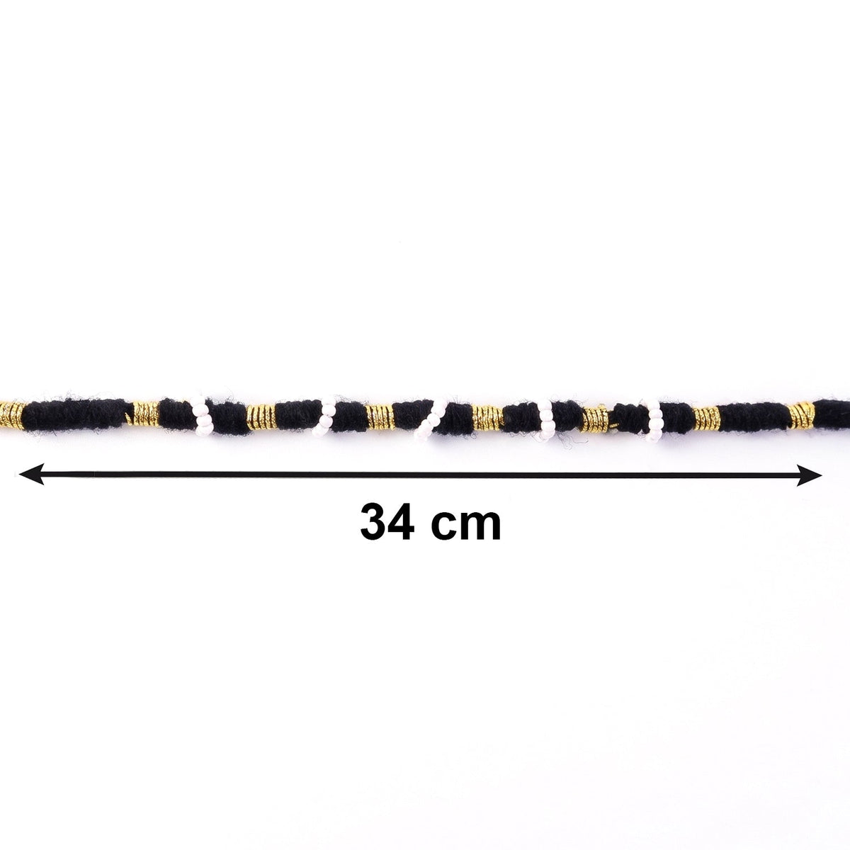 Black thread rakhi with detailed white pearl beads