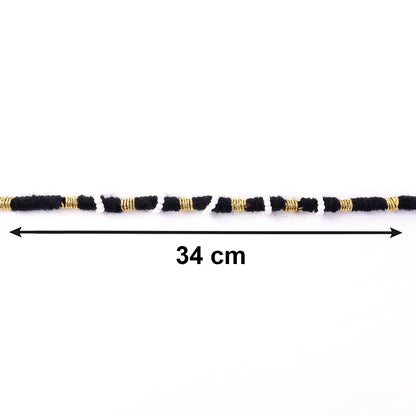 Black thread rakhi with detailed white pearl beads