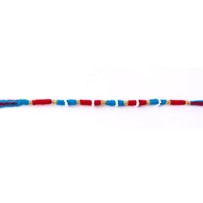 Red Mauli rakhi with pearl and minimalistic style
