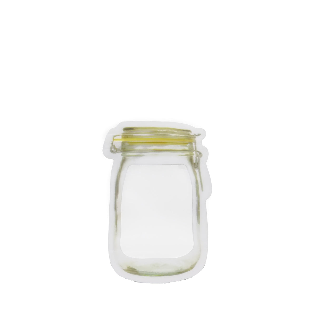 Airtight plastic snack bag, 150ml, standing upright and ready for use.