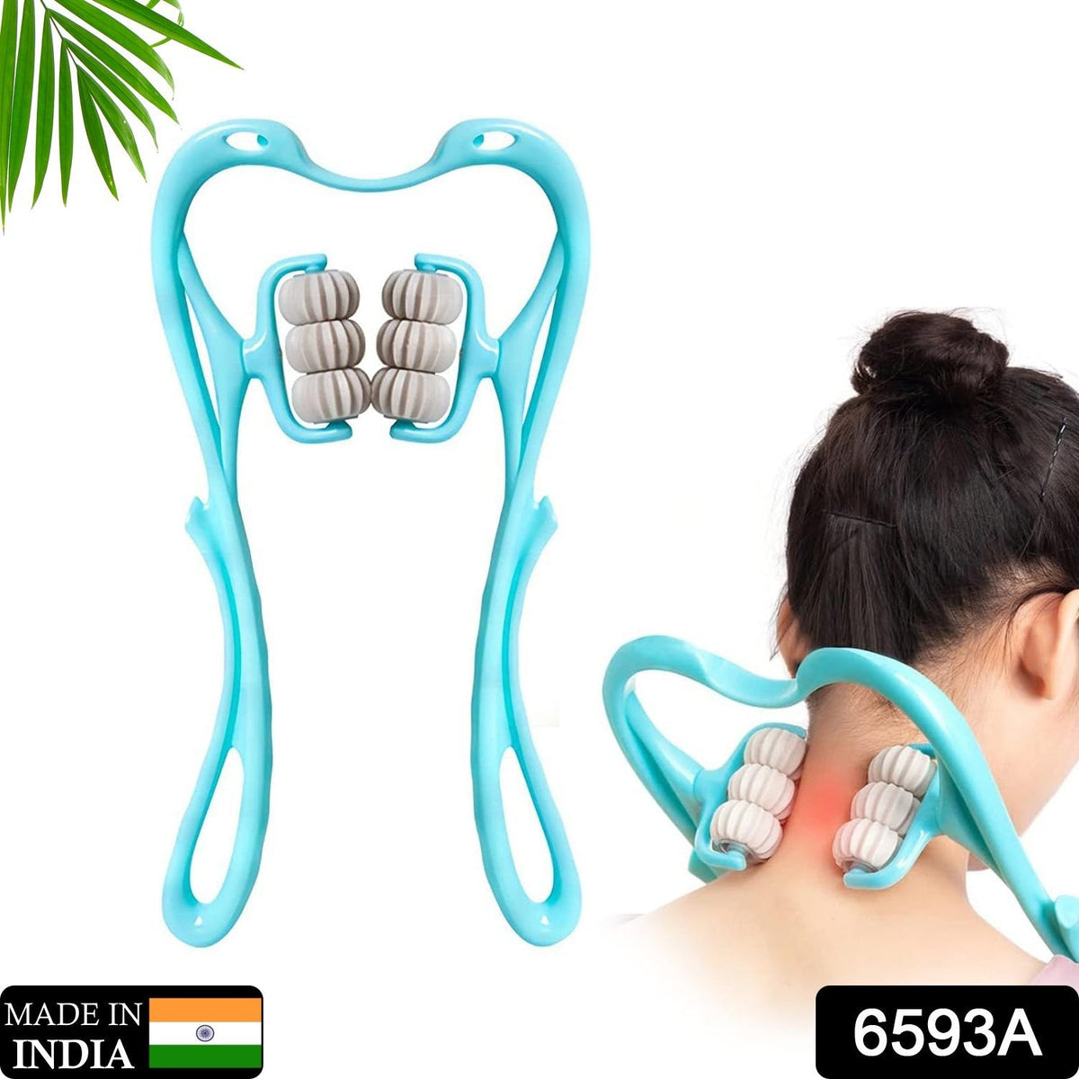 Person using the portable Neck & Shoulder Massager to relieve shoulder tension.