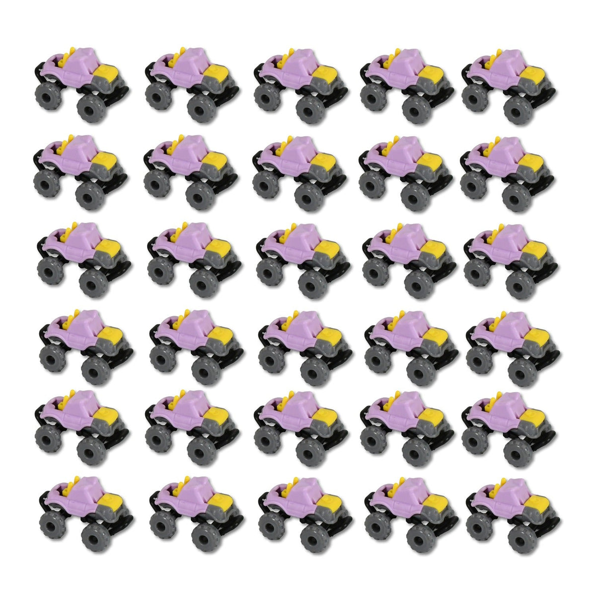 An overhead shot of the friction powered toy cars, highlighting their compact size and variety.