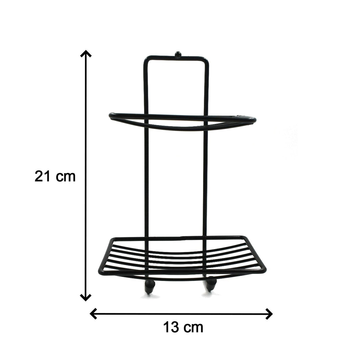 Close-up of the compact 2-layer stainless steel soap holder.