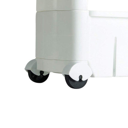 Close-up of the durable plastic construction and smooth finish of the slim storage unit.