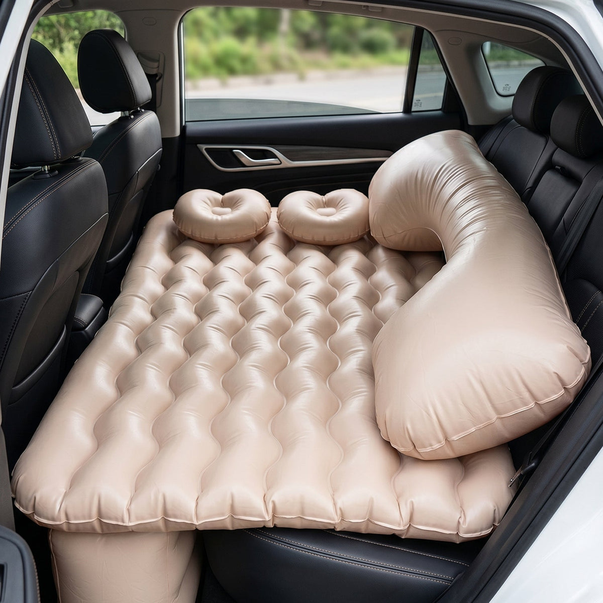 Car air mattress set with pillows and pump for travel