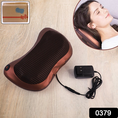 User enjoying the Professional Massage Pillow for neck and back pain relief.