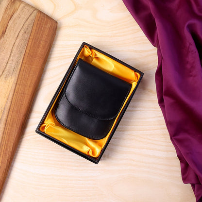 Foldable wallet pouch with smooth premium exterior and neat stitching