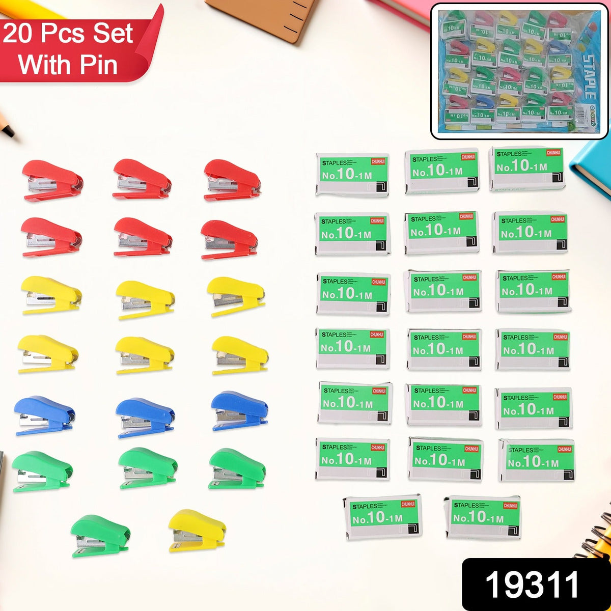 No.10 mini stapler set including colorful staplers and staple pins