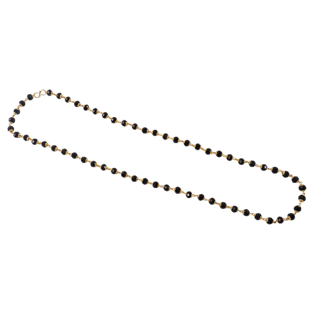 Stylish gold accented black bead chain necklace for ethnic wear
