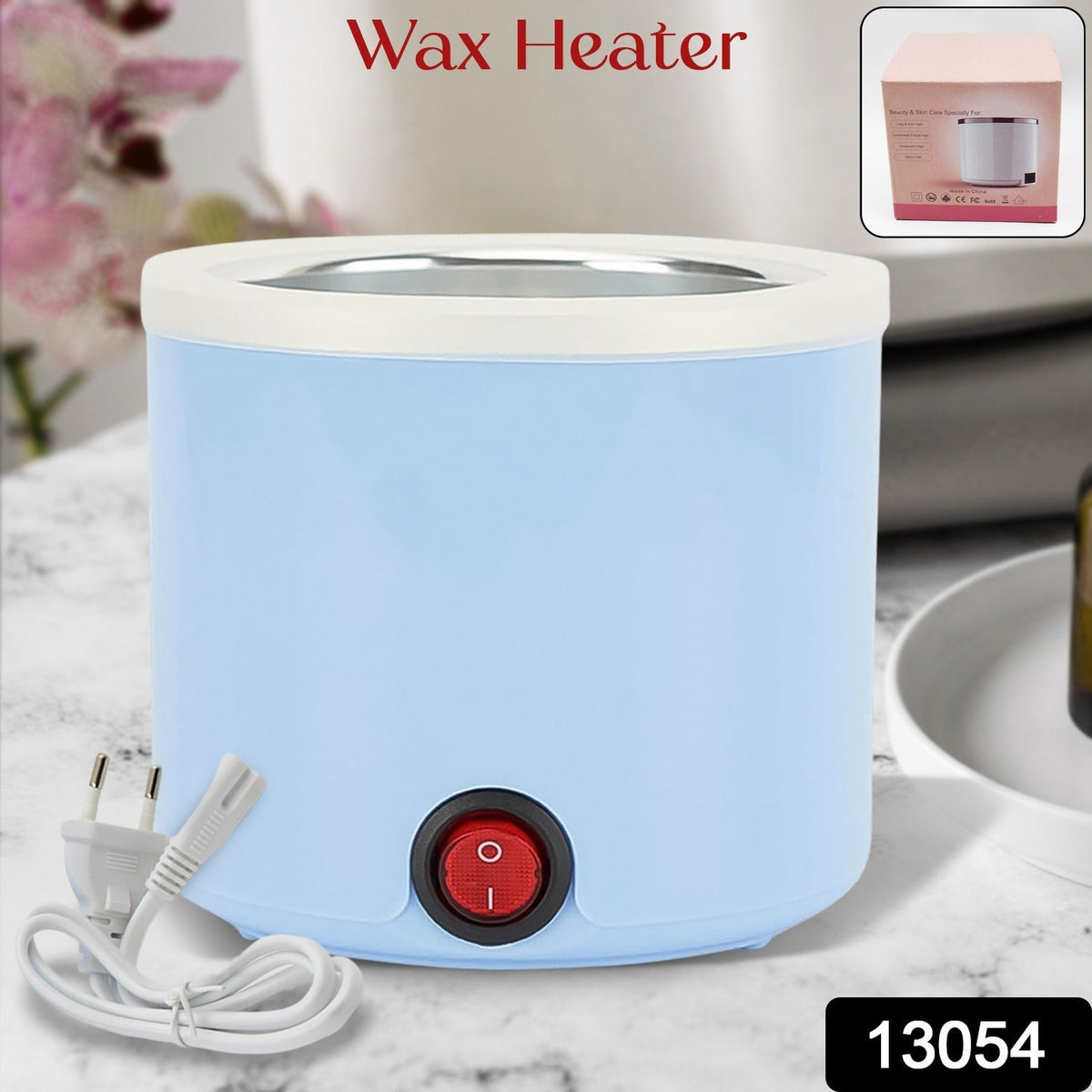 Open 200ml wax melting pot with lid, showing interior for salon waxing.
